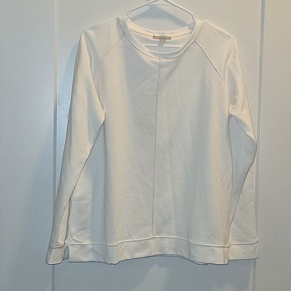 Pure Collection White Contrast Stitching Sweatshirt Top  blouse  Womens 12